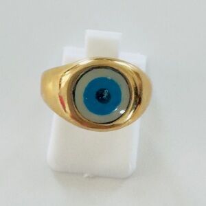 Blue Evil Eye Women's Ring. 18K Gold Plated. New